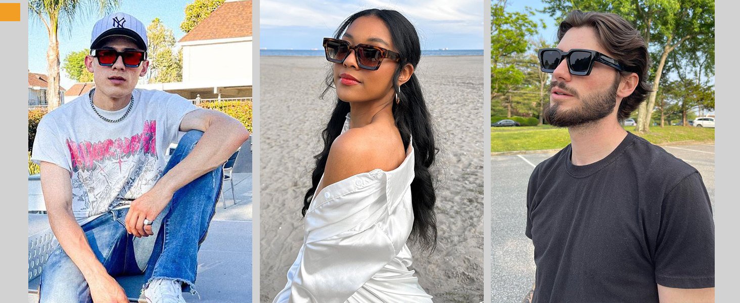 VANLINKER Thick Square Sunglasses for Men Women Retro Chunky Rectangle Shades