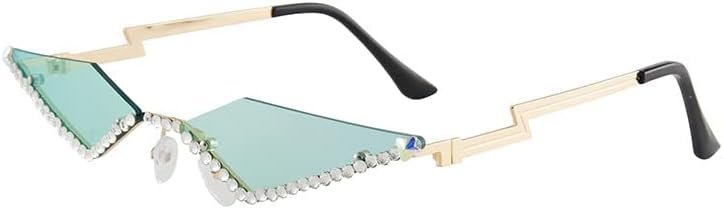 CEREMONYT Sunglasses Cat EyeVintage 90s Rimless Rhinestone Sunglasses Fashion Rhombus Crystal diamond Y2K Candy Color Cat Eye Party Glasses