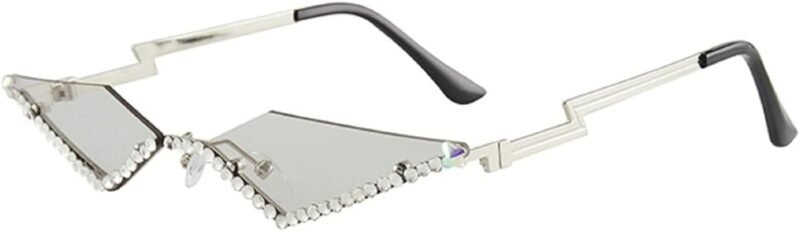 CEREMONYT Sunglasses Cat EyeVintage 90s Rimless Rhinestone Sunglasses Fashion Rhombus Crystal diamond Y2K Candy Color Cat Eye Party Glasses