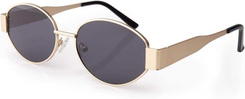 CEREMONYT Sunglasses Oval Sunglasses for Women Men, Trendy Designer Metal Style UV400 Protection Sun Glasses