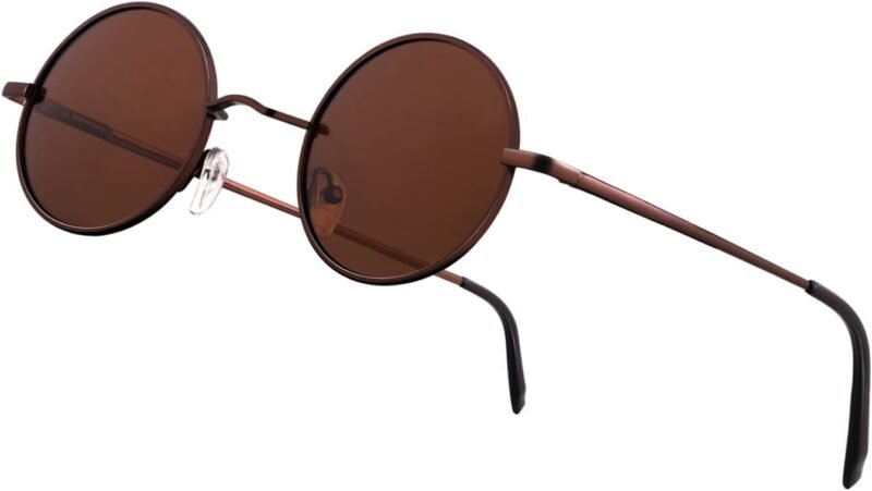 CEREMONYT Sunglasses Round Vintage Small Round Polarized Hippie Sunglasses for Men Women Circle Sun Glasses NP1002