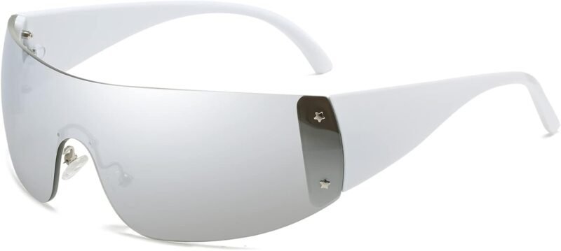 CEREMONYT Sunglasses Wraparound Rimless Y2K Sunglasses Women Men Oversized Fashion Wrap Around Frameless Sun Glasses