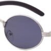 41cGytJDQLL._AC_SL1000 CEREMONYT Sunglasses Oval Sunglasses for Men Women Classic Vintage Imitation Wood Small Round Black Sunglasses