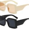 CEREMONYT Sunglasses Square  Vintage Oversized Sunglasses for Women Men Trendy Square Frame UV400 Protection Sun Glasses