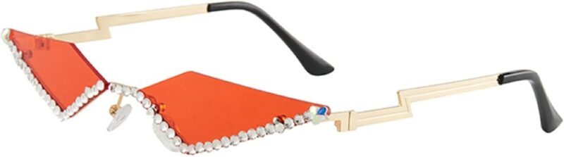 CEREMONYT Sunglasses Cat EyeVintage 90s Rimless Rhinestone Sunglasses Fashion Rhombus Crystal diamond Y2K Candy Color Cat Eye Party Glasses