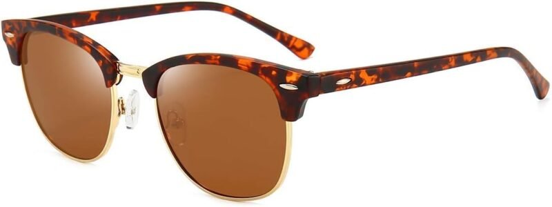 CEREMONYT Sunglasses Browline Polarized Browline Sunglasses Classic Semi-Rimless Frame Retro Brand Sunglasses for Men and Women UV 400