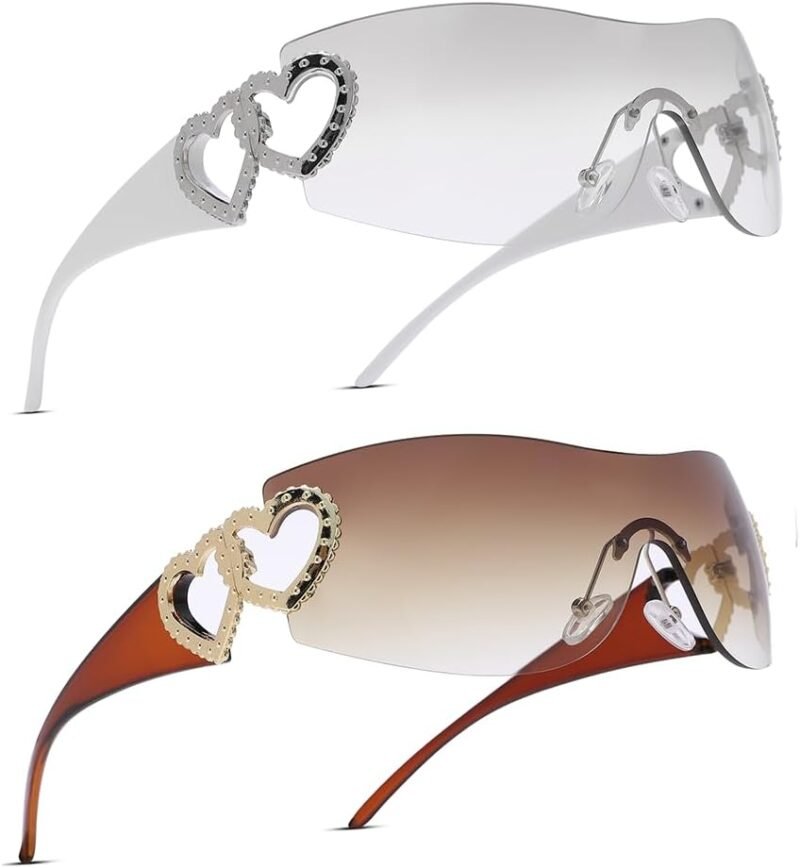 51-Fm9Ia_eL._AC_SL1000 CEREMONYT Sunglasses Wraparound Pro Wrap Around Rimless Sunglasses Women Men, Oversized Fashion Futuristic Sun Glasses Cool Shade 2000S Trendy