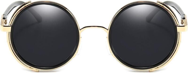 CEREMONYT Sunglasses Round  Steampunk Vintage Retro Round Sunglasses Metal Circle Frame
