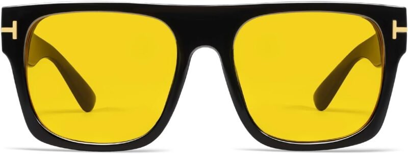 CEREMONYT Sunglasses Square  Trendy Square Sunglasses Mens Womens Oversized Flat Top Shades Retro 70s Rectangle Driving Sunnies VL9756