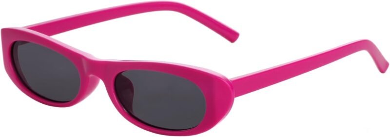 CEREMONYT Sunglasses Oval Narrow Cat Eye Sunglasses for Women Men 90s Sun Glasses Womens Small Oval Sunglasses Black Shades