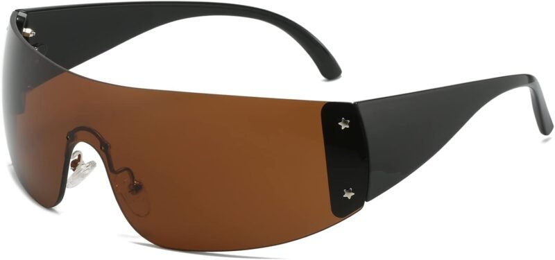 CEREMONYT Sunglasses Wraparound Rimless Y2K Sunglasses Women Men Oversized Fashion Wrap Around Frameless Sun Glasses
