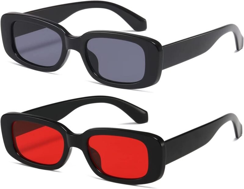 CEREMONYT Sunglasses Square Rectangle Sunglasses for Women Men Trendy Retro Fashion Sun Glasses 90’s Vintage UV 400 Protection Square Frame K1200