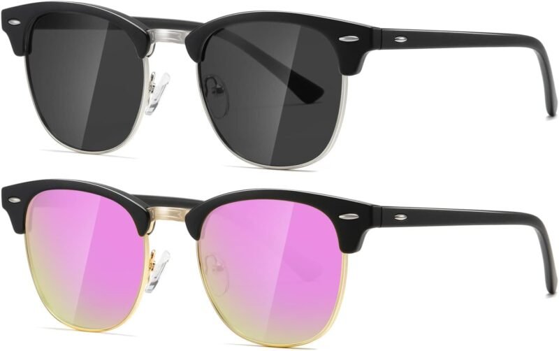 CEREMONYT Sunglasses Polarized Sunglasses WayfarerFor Women And Men Semi Rimless Frame Retro Sun Glasses AE0369