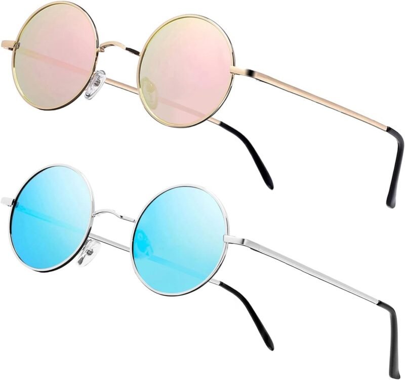 CEREMONYT Sunglasses Round Vintage Small Round Polarized Hippie Sunglasses for Men Women Circle Sun Glasses NP1002
