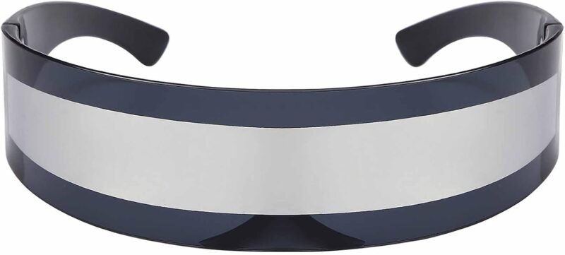 CEREMONYT Sunglasses Wraparound Futuristic Sunglasses Y2K Space Cyclops Wrap Around Glasses Rimless Translucent Mirrored Lens