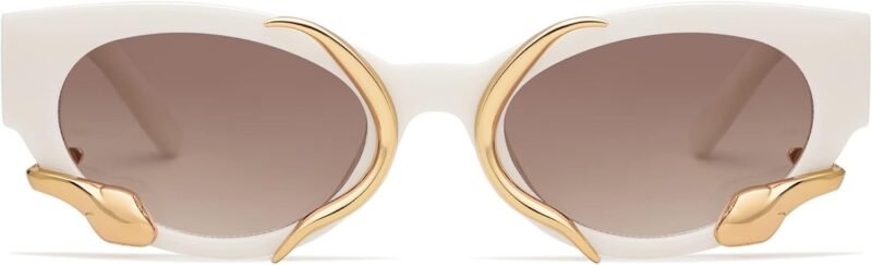 CEREMONYT Sunglasses Cat Eye Trendy Sunglasses for Women Men Vintage Narrow Cateye Metal Snake Sunnie Y2k Accessories AP3621