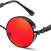 CEREMONYT Sunglasses Round  Vintage Steampunk Retro Metal Round Circle Frame Sunglasses