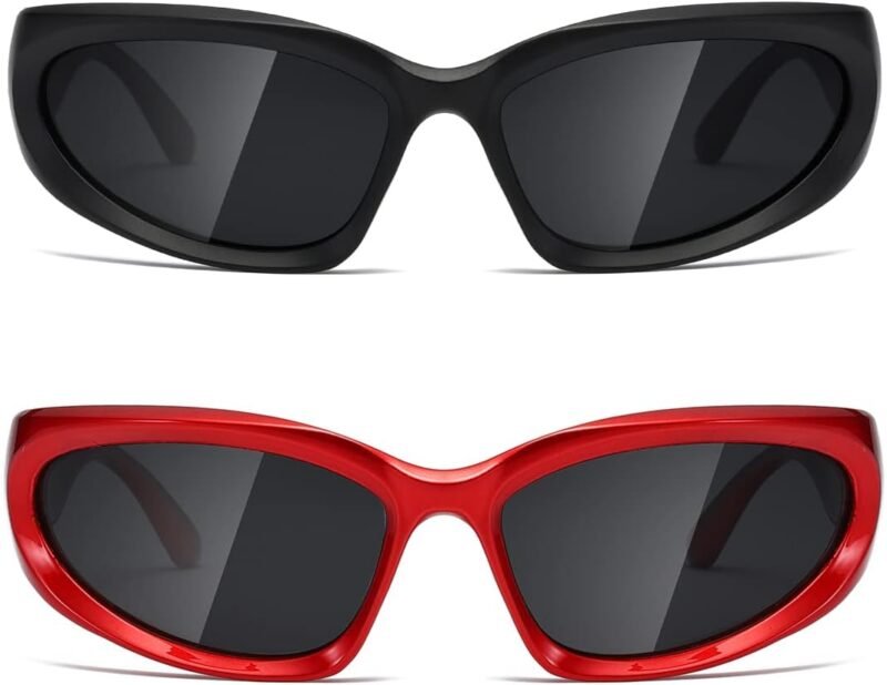 CEREMONYT Sunglasses Wraparound Polarized Wrap Around Sunglasses trendy Vintage Sun Glasses for Men Women Drive futuristic Outdoor Sport Shades UV400