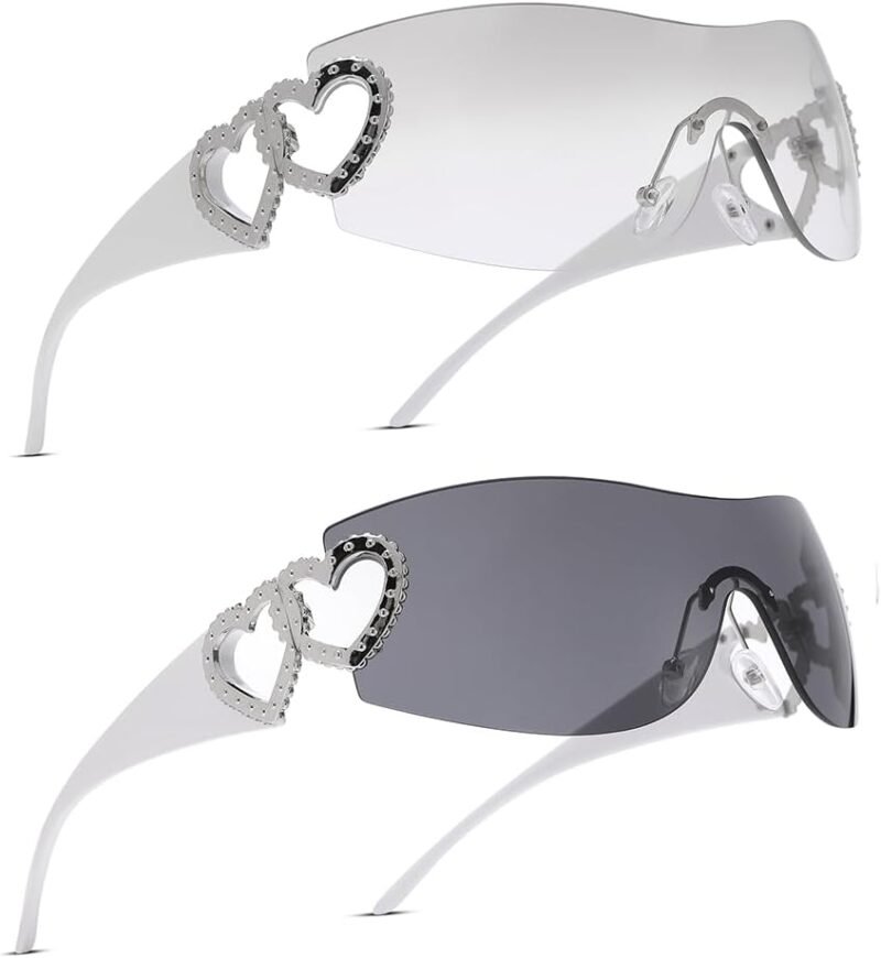 5167s4itC8L._AC_SL1000 CEREMONYT Sunglasses Wraparound Pro Wrap Around Rimless Sunglasses Women Men, Oversized Fashion Futuristic Sun Glasses Cool Shade 2000S Trendy