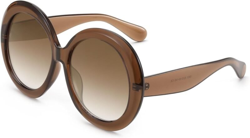 CEREMONYT Sunglasses Round Retro Oversized Round Sunglasses Women & Men, 70s 80s Fashion Trendy Big Shades K7155