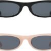 CEREMONYT Sunglasses Oval Narrow Cat Eye Sunglasses for Women 90s  Oval  Womens Oval Sunglasses Fashion Small Black Shades