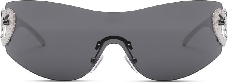 5171fvAOmSL._AC_SL1500 CEREMONYT Sunglasses Wraparound Pro Wrap Around Rimless Sunglasses Women Men, Oversized Fashion Futuristic Sun Glasses Cool Shade 2000S Trendy