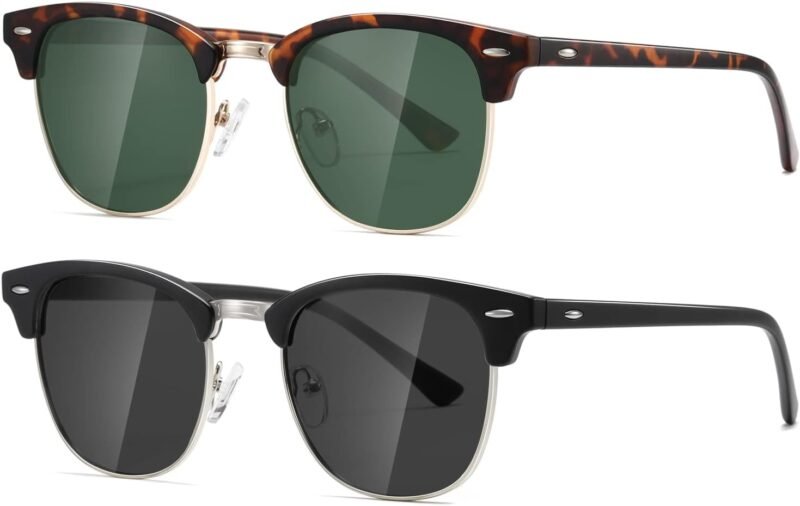 CEREMONYT Sunglasses Polarized Sunglasses WayfarerFor Women And Men Semi Rimless Frame Retro Sun Glasses AE0369