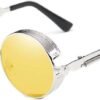CEREMONYT Sunglasses Round  Vintage Steampunk Retro Metal Round Circle Frame Sunglasses