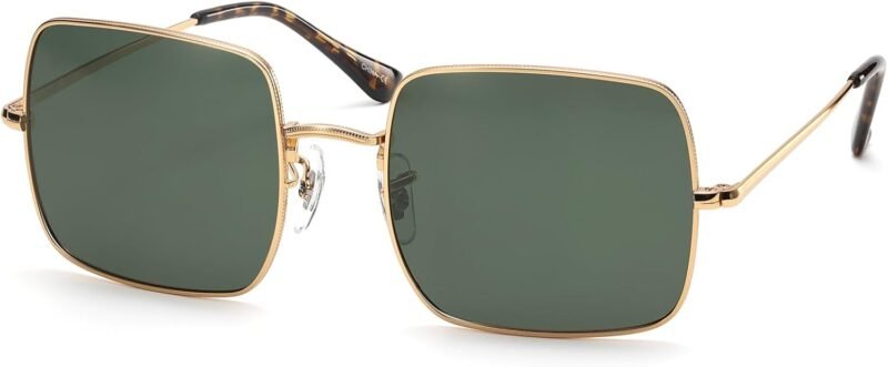 CEREMONYT Sunglasses Square Square Sunglasses for Women Men Polarized Vintage Retro Metal Frame Trendy Sun Glasses