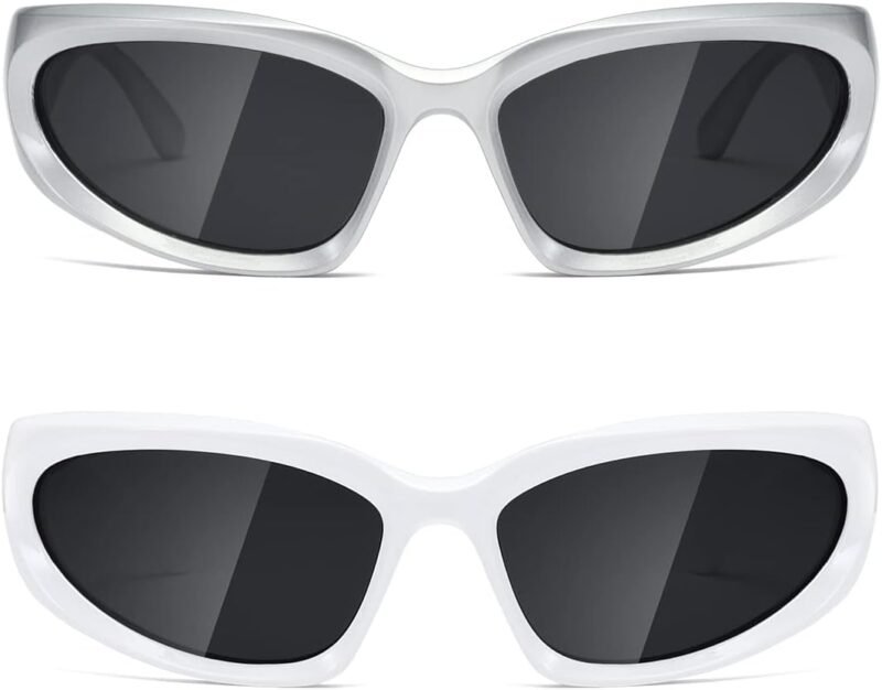 CEREMONYT Sunglasses Wraparound Polarized Wrap Around Sunglasses trendy Vintage Sun Glasses for Men Women Drive futuristic Outdoor Sport Shades UV400