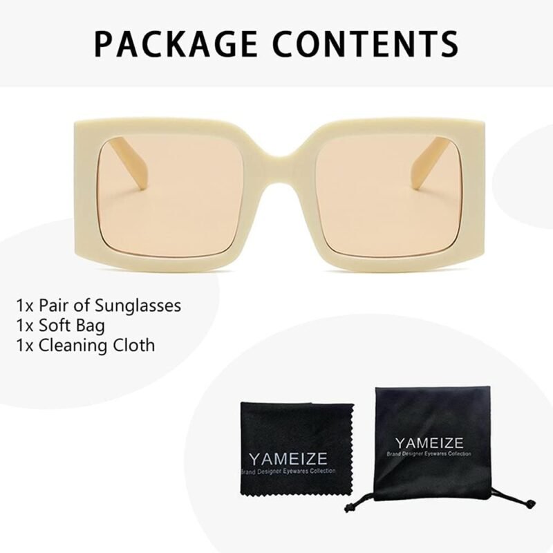 CEREMONYT Sunglasses Square  Vintage Oversized Sunglasses for Women Men Trendy Square Frame UV400 Protection Sun Glasses