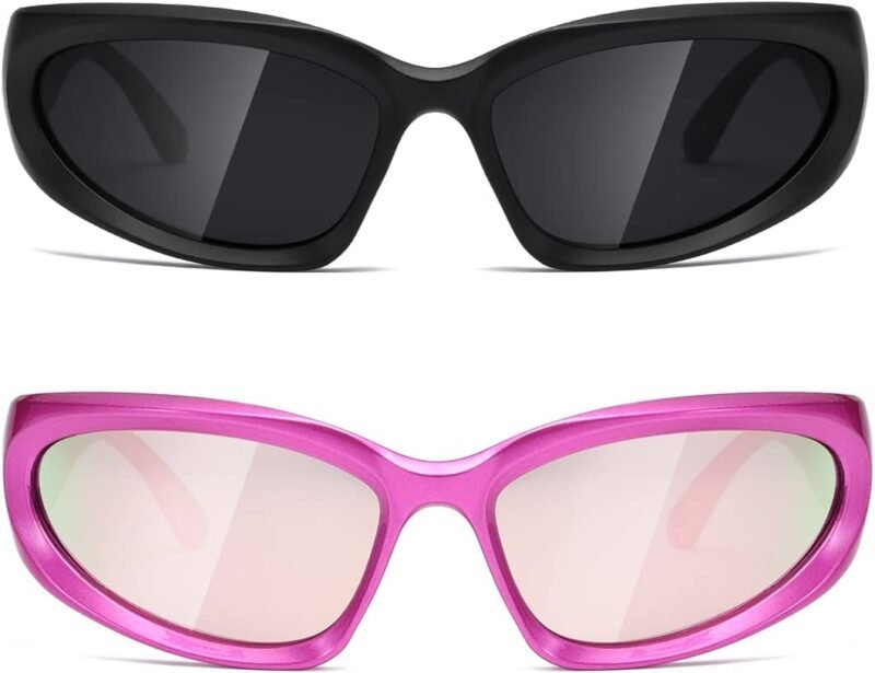 CEREMONYT Sunglasses Wraparound Polarized Wrap Around Sunglasses trendy Vintage Sun Glasses for Men Women Drive futuristic Outdoor Sport Shades UV400