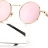 CEREMONYT Sunglasses Round Steampunk Sunglasses Circle Lennon Glasses Gothic Metal Frame 100% UV Blocking Lens