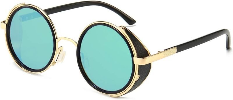 CEREMONYT Sunglasses Round  Steampunk Vintage Retro Round Sunglasses Metal Circle Frame