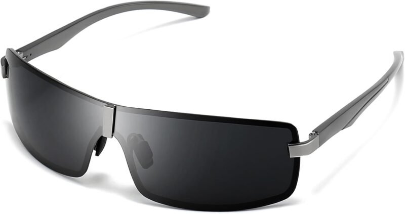 CEREMONYT Sunglasses Wraparound Ultra Lightweight Wrap Around Polarized Sunglasses for Men Women Al-Mg Metal Frame Spring Hinge UV400