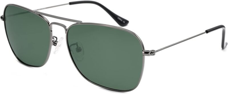 CEREMONYT Sunglasses Square  Sunglasses for Women Men Polarized Pilot Military Square Shades Classic Vintage Metal Sun Glasses