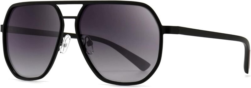 CEREMONYT Sunglasses for Men and Women, Polarized Trendy Square Sun Glasses Retro Pilot Shades UV Protection