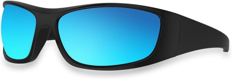 CEREMONYT Sunglasses Wraparound Super Dark Lens Black Polarized Sunglasses | Wrap Around Sport Sunglasses Unisex | UV400 | CAT 4 | For Photophobia