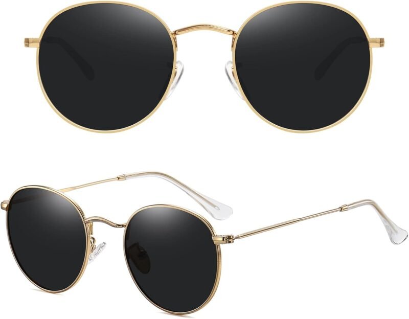 CEREMONYT Sunglasses Round Polarized Sunglasses for Women Men Classic Retro Metal Frame Sun Glasses UV Protection