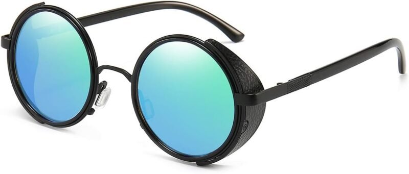 CEREMONYT Sunglasses Round  Steampunk Vintage Retro Round Sunglasses Metal Circle Frame