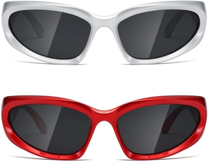 CEREMONYT Sunglasses Wraparound Polarized Wrap Around Sunglasses trendy Vintage Sun Glasses for Men Women Drive futuristic Outdoor Sport Shades UV400