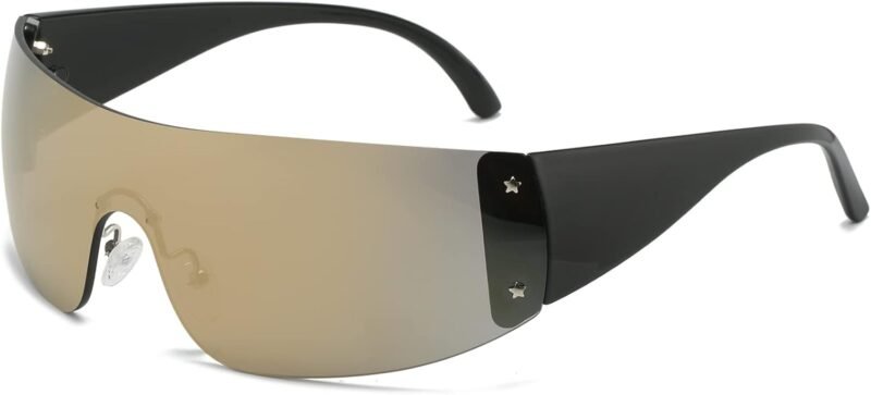 CEREMONYT Sunglasses Wraparound Rimless Y2K Sunglasses Women Men Oversized Fashion Wrap Around Frameless Sun Glasses