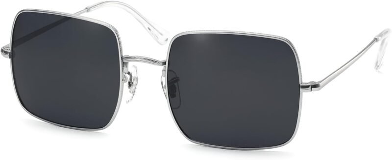 CEREMONYT Sunglasses Square Square Sunglasses for Women Men Polarized Vintage Retro Metal Frame Trendy Sun Glasses