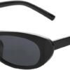 CEREMONYT Sunglasses Oval Narrow Cat Eye Sunglasses for Women Men 90s Sun Glasses Womens Small Oval Sunglasses Black Shades