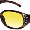 CEREMONYT Sunglasses Oval Sunglasses for Women, Rhinestone Wrap Around Sunglasses with UV400 Protection