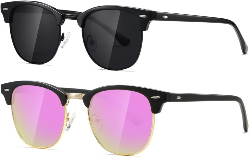 CEREMONYT Sunglasses Polarized Sunglasses WayfarerFor Women And Men Semi Rimless Frame Retro Sun Glasses AE0369