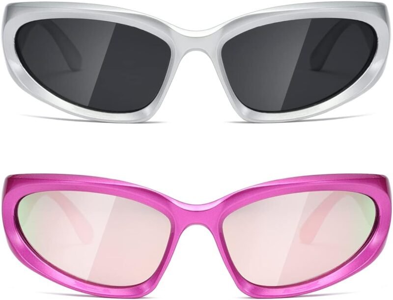 CEREMONYT Sunglasses Wraparound Polarized Wrap Around Sunglasses trendy Vintage Sun Glasses for Men Women Drive futuristic Outdoor Sport Shades UV400