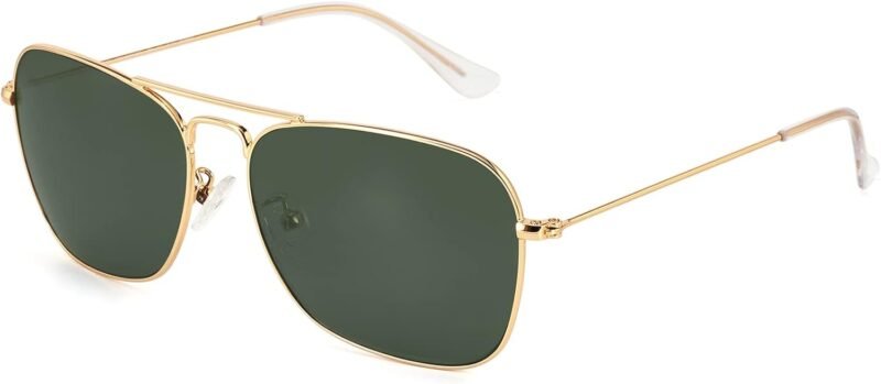 CEREMONYT Sunglasses Square  Sunglasses for Women Men Polarized Pilot Military Square Shades Classic Vintage Metal Sun Glasses