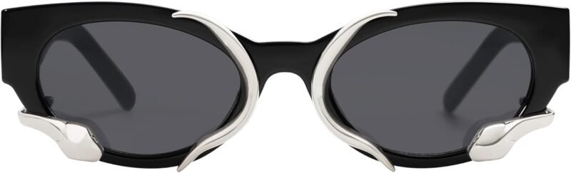 CEREMONYT Sunglasses Cat Eye Trendy Sunglasses for Women Men Vintage Narrow Cateye Metal Snake Sunnie Y2k Accessories AP3621