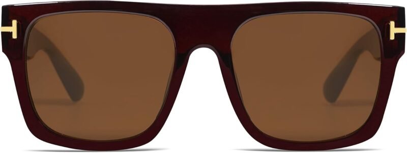 CEREMONYT Sunglasses Square  Trendy Square Sunglasses Mens Womens Oversized Flat Top Shades Retro 70s Rectangle Driving Sunnies VL9756